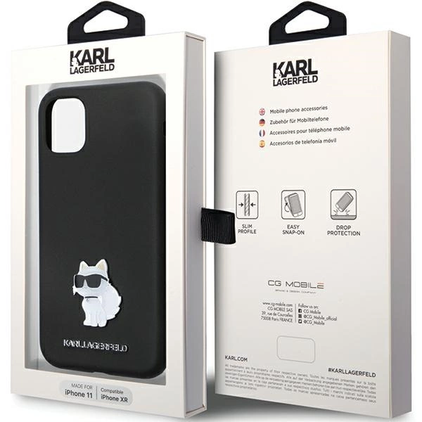 Karl Lagerfeld KLHCN61SMHCNPK case for iPhone 11 / Xr - black Silicone C Metal Pineng