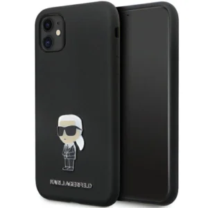 Karl Lagerfeld KLHCN61SMHKNPK case for iPhone 11 / Xr - black Silicone Ikonik Metal Pineng