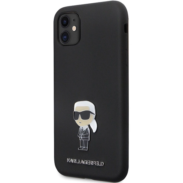 Karl Lagerfeld KLHCN61SMHKNPK case for iPhone 11 / Xr - black Silicone Ikonik Metal Pineng