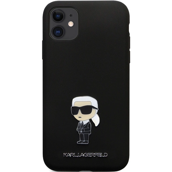 Karl Lagerfeld KLHCN61SMHKNPK case for iPhone 11 / Xr - black Silicone Ikonik Metal Pineng