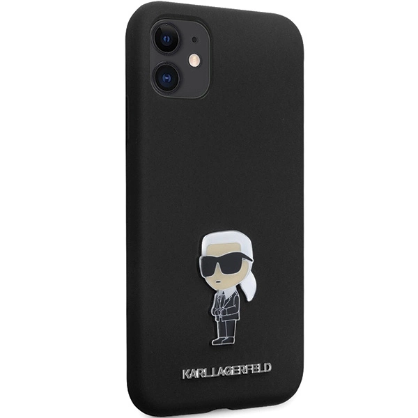 Karl Lagerfeld KLHCN61SMHKNPK case for iPhone 11 / Xr - black Silicone Ikonik Metal Pineng
