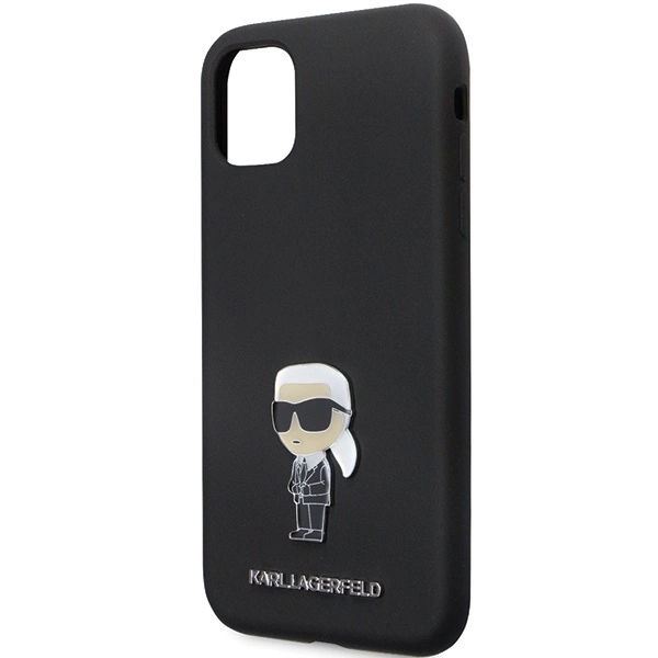 Karl Lagerfeld KLHCN61SMHKNPK case for iPhone 11 / Xr - black Silicone Ikonik Metal Pineng