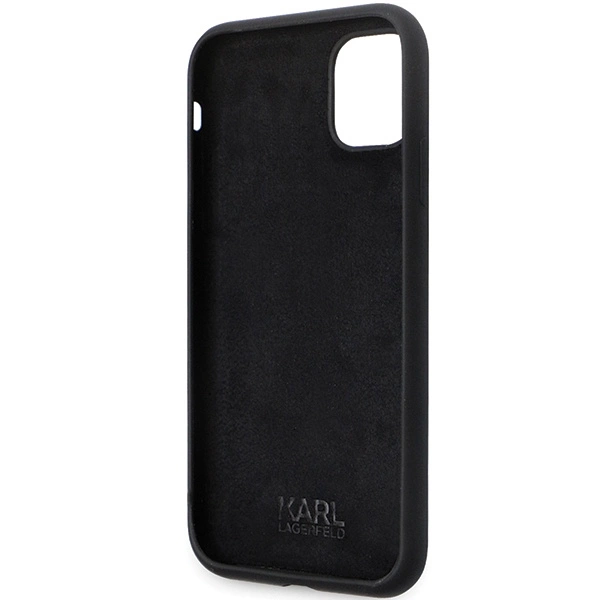 Karl Lagerfeld KLHCN61SMHKNPK case for iPhone 11 / Xr - black Silicone Ikonik Metal Pineng