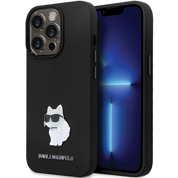Karl Lagerfeld KLHCP13XSMHCNPK case for iPhone 13 Pro Max 6.7" - black Silicone C Metal Pineng