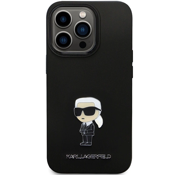 Karl Lagerfeld KLHCP13XSMHKNPK case for iPhone 13 Pro Max - black Silicone Ikonik Metal Pineng