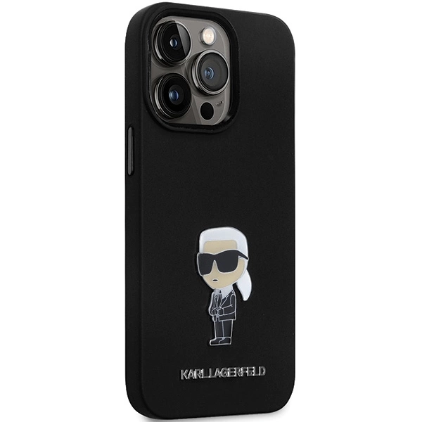 Karl Lagerfeld KLHCP13XSMHKNPK case for iPhone 13 Pro Max - black Silicone Ikonik Metal Pineng