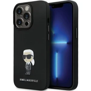 Karl Lagerfeld KLHCP14XSMHKNPK case for iPhone 14 Pro Max 6.7" - black Silicone Ikonik Metal Pineng