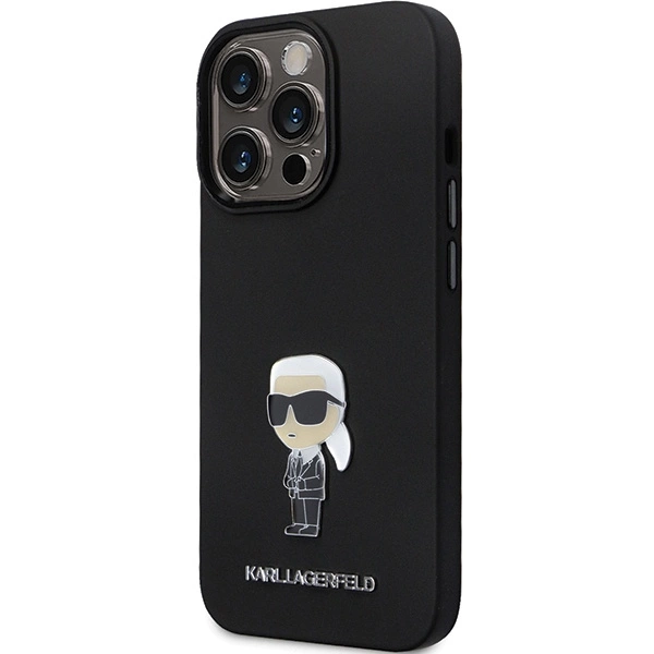 Karl Lagerfeld KLHCP14XSMHKNPK case for iPhone 14 Pro Max 6.7" - black Silicone Ikonik Metal Pineng