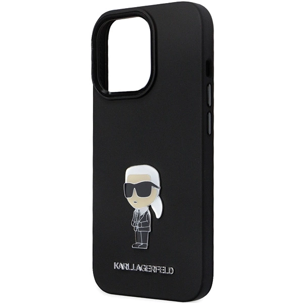 Karl Lagerfeld KLHCP14XSMHKNPK case for iPhone 14 Pro Max 6.7" - black Silicone Ikonik Metal Pineng