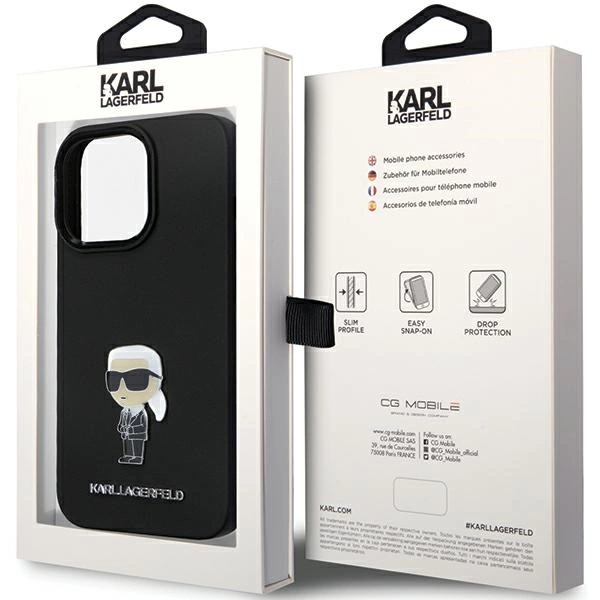 Karl Lagerfeld KLHCP14XSMHKNPK case for iPhone 14 Pro Max 6.7" - black Silicone Ikonik Metal Pineng