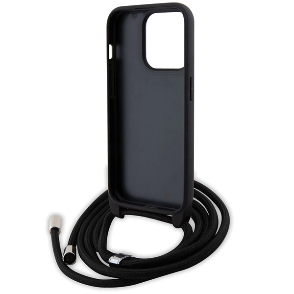 Karl Lagerfeld Crossbody Saffiano Monogram Metal Pin Karl & Choupette Case for iPhone 15 Pro - Blackeng