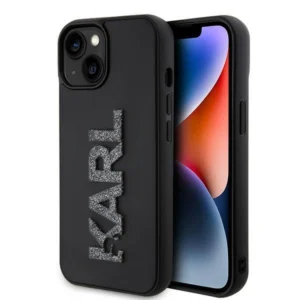 Karl Lagerfeld 3D Rubber Glitter Logo case for iPhone 15 Plus - blackeng