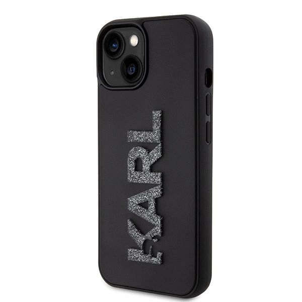 Karl Lagerfeld 3D Rubber Glitter Logo case for iPhone 15 Plus - blackeng