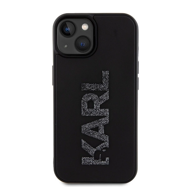 Karl Lagerfeld 3D Rubber Glitter Logo case for iPhone 15 Plus - blackeng