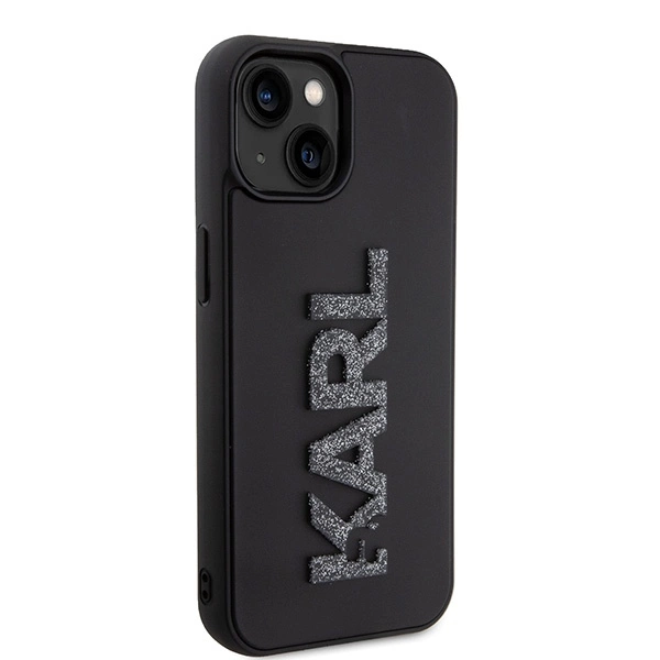 Karl Lagerfeld 3D Rubber Glitter Logo case for iPhone 15 Plus - blackeng