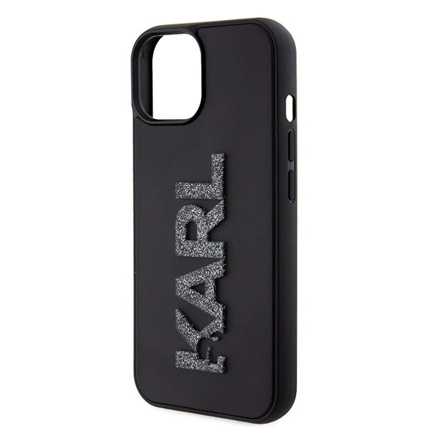 Karl Lagerfeld 3D Rubber Glitter Logo case for iPhone 15 Plus - blackeng