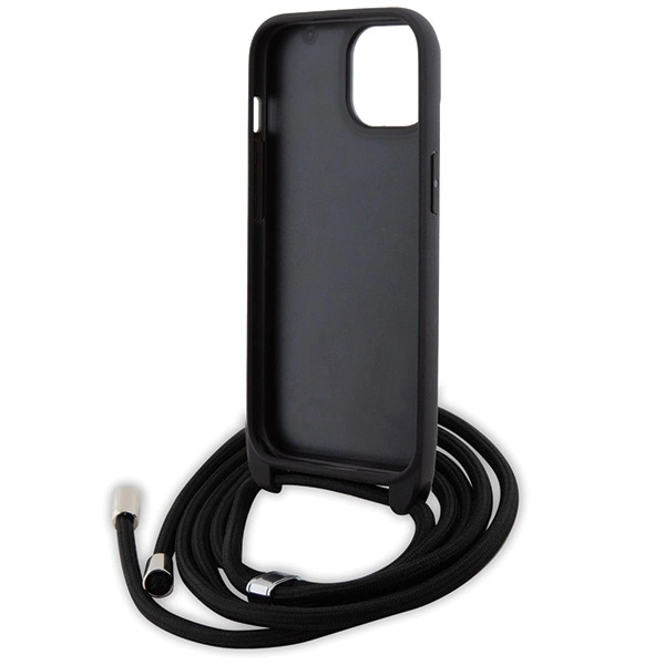 Karl Lagerfeld Crossbody Saffiano Metal Pin Karl & Choupette case for iPhone 15 Plus - blackeng