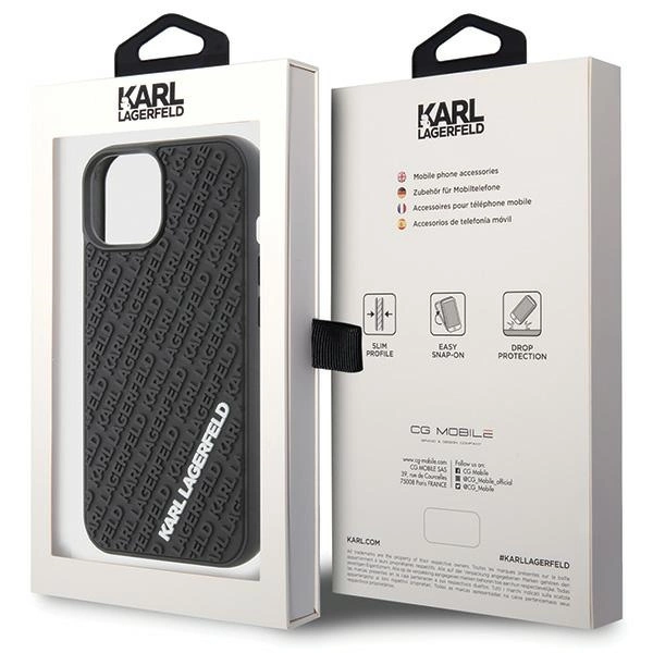 Karl Lagerfeld 3D Rubber Multi Logo case for iPhone 15 - blackeng