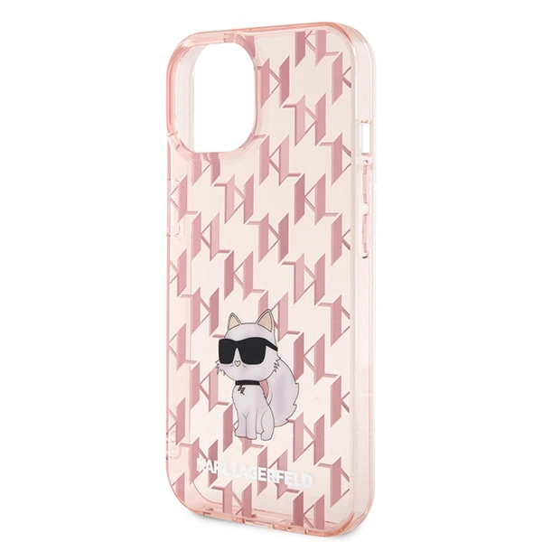 Karl Lagerfeld Monogram Choupette case for iPhone 15 - pinkeng