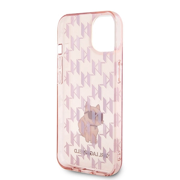 Karl Lagerfeld Monogram Choupette case for iPhone 15 - pinkeng