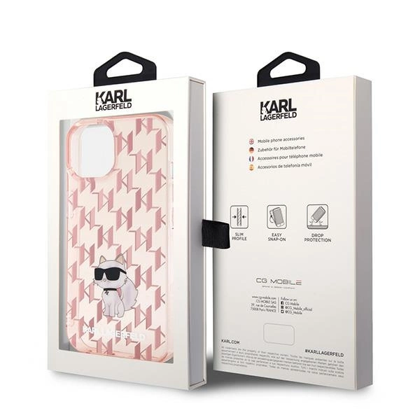 Karl Lagerfeld Monogram Choupette case for iPhone 15 - pinkeng
