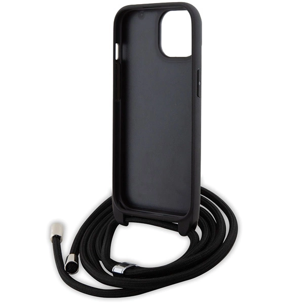 Karl Lagerfeld Crossbody Saffiano Monogram Metal Pin Karl & Choupette Case for iPhone 15 - Blackeng