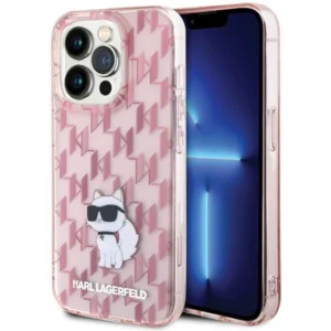 Karl Lagerfeld Monogram Choupette case for iPhone 15 Pro Max - pinkeng