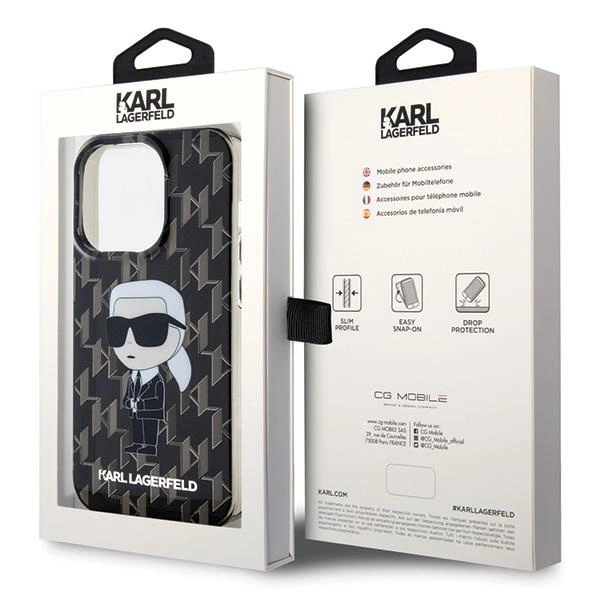 Karl Lagerfeld Monogram Ikonik Case for iPhone 15 Pro Max - Blackeng