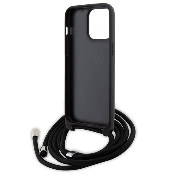 Karl Lagerfeld Crossbody Saffiano Metal Pin Karl & Choupette Case for iPhone 15 Pro Max - Blackeng