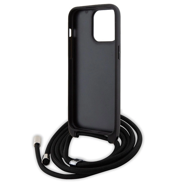 Karl Lagerfeld Crossbody Saffiano Monogram Metal Pin Karl & Choupette Case for iPhone 15 Pro Max - Blackeng
