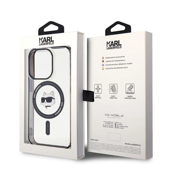 Karl Lagerfeld IML Choupette's Head MagSafe case for iPhone 15 Pro - transparenteng