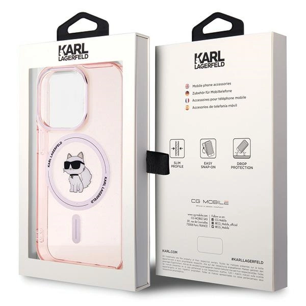 Karl Lagerfeld IML Choupette MagSafe case for iPhone 15 Pro - pinkeng