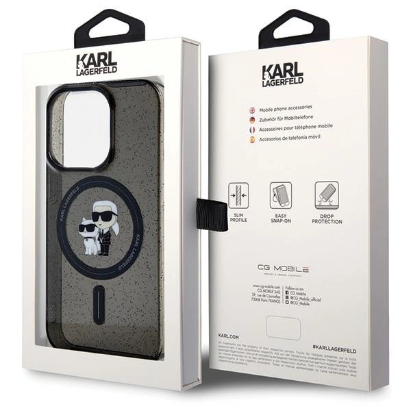 Karl Lagerfeld Karl&Choupette Glitter MagSafe case for iPhone 15 Pro - blackeng