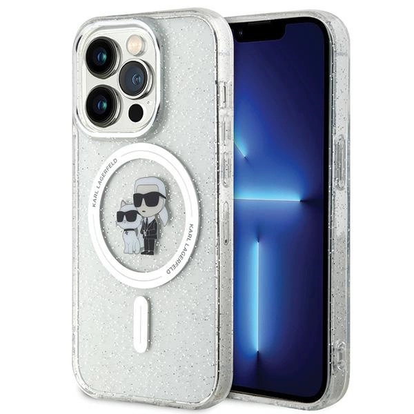 Karl Lagerfeld Karl&Choupette Glitter MagSafe case for iPhone 15 Pro - transparenteng