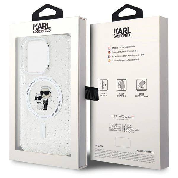 Karl Lagerfeld Karl&Choupette Glitter MagSafe case for iPhone 15 Pro - transparenteng