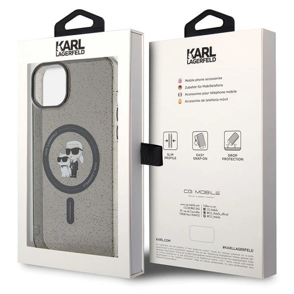 Karl Lagerfeld Karl&Choupette Glitter MagSafe case for iPhone 15 Plus - blackeng