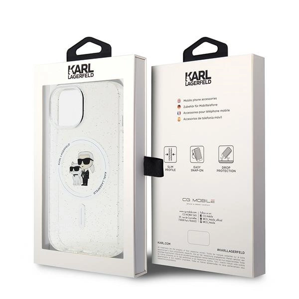 Karl Lagerfeld Karl&Choupette Glitter MagSafe case for iPhone 15 Plus - transparenteng