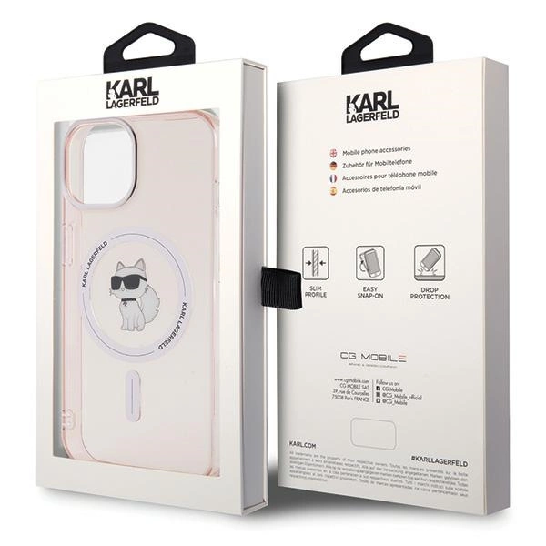 Karl Lagerfeld IML Choupette MagSafe case for iPhone 15 - pinkeng