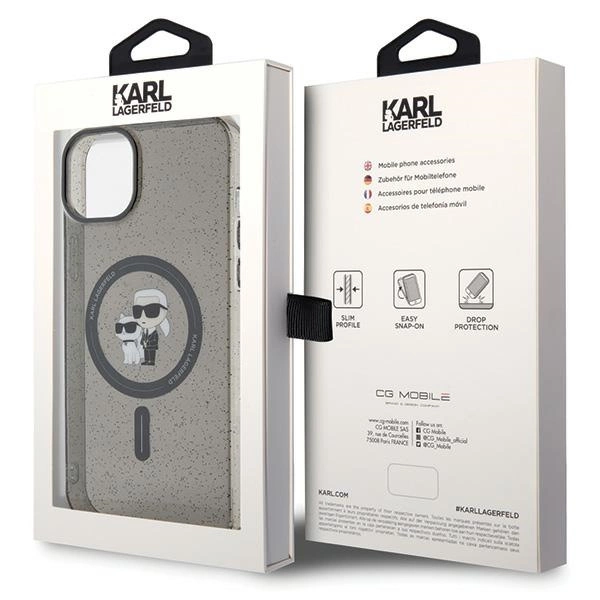 Karl Lagerfeld Karl&Choupette Glitter MagSafe case for iPhone 15 - blackeng