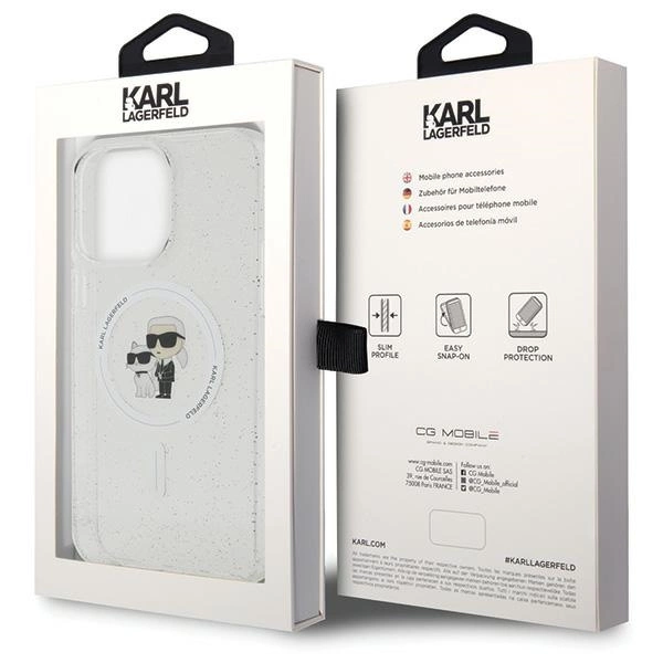 Karl Lagerfeld Karl&Choupette Glitter MagSafe case for iPhone 15 Pro Max - transparenteng