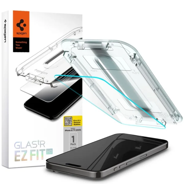 Spigen Glas.tR EZ Fit Tempered Glass for iPhone 15 Proeng