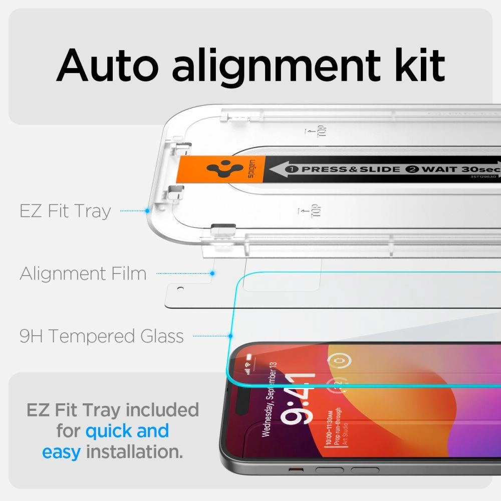 Spigen Glas.tR EZ Fit Tempered Glass for iPhone 15 Plus / 16 Plus - 2 pcs.eng