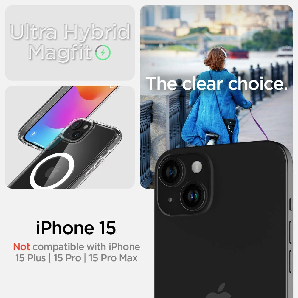Spigen Ultra Hybrid Mag Case with MagSafe for iPhone 15 - Whiteeng