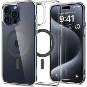 Spigen Ultra Hybrid Mag Case with MagSafe for iPhone 15 Pro - Clear Grayeng