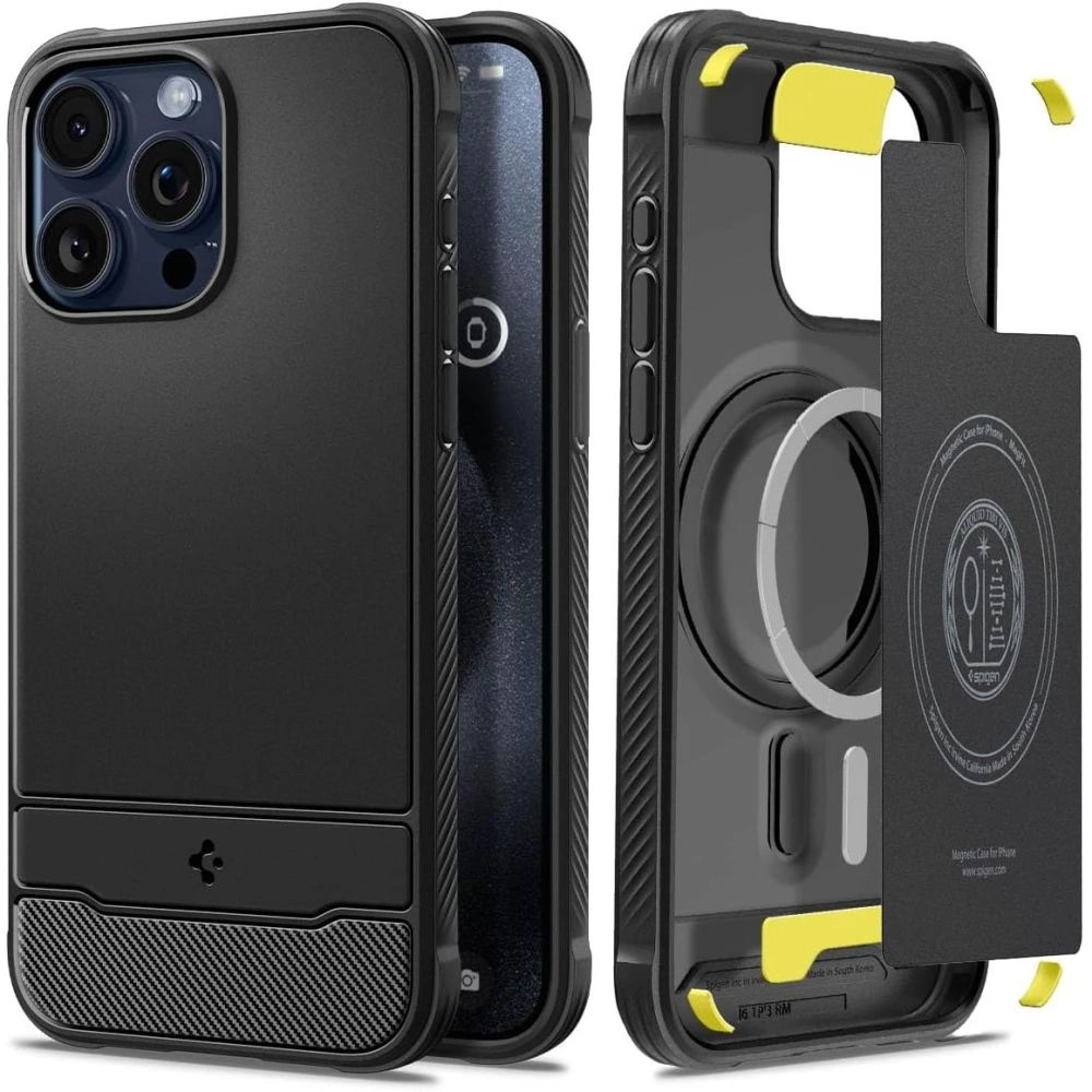 Spigen Rugged Armor Mag Case with MagSafe for iPhone 15 Pro - Matte Blackeng
