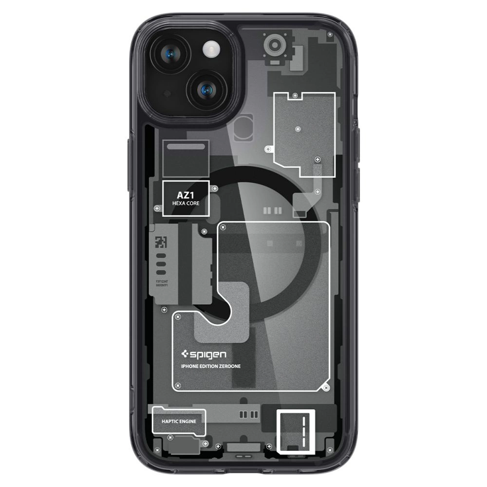 Spigen Ultra Hybrid Mag Case with MagSafe for iPhone 15 Plus - Dark Gray (Zero One Pattern)eng