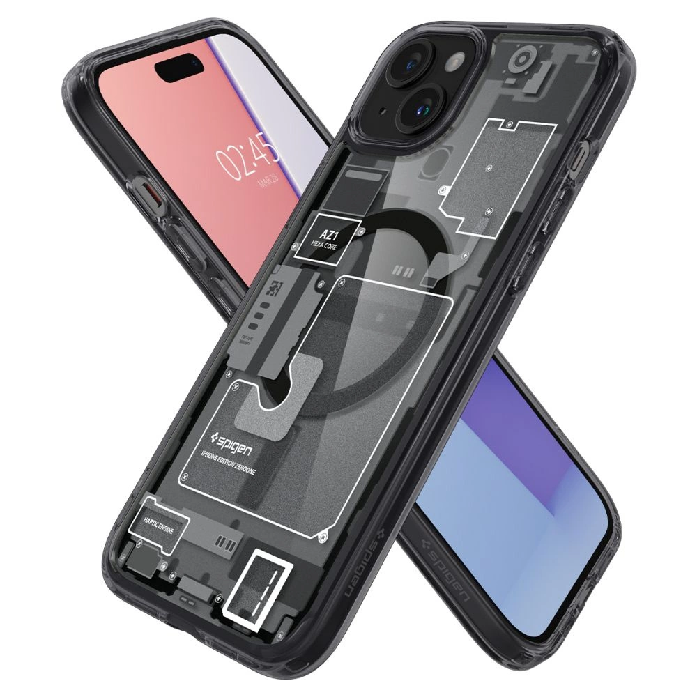 Spigen Ultra Hybrid Mag Case with MagSafe for iPhone 15 Plus - Dark Gray (Zero One Pattern)eng