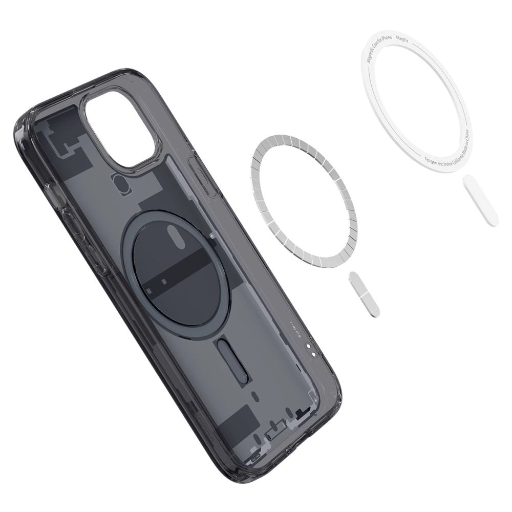 Spigen Ultra Hybrid Mag Case with MagSafe for iPhone 15 Plus - Dark Gray (Zero One Pattern)eng