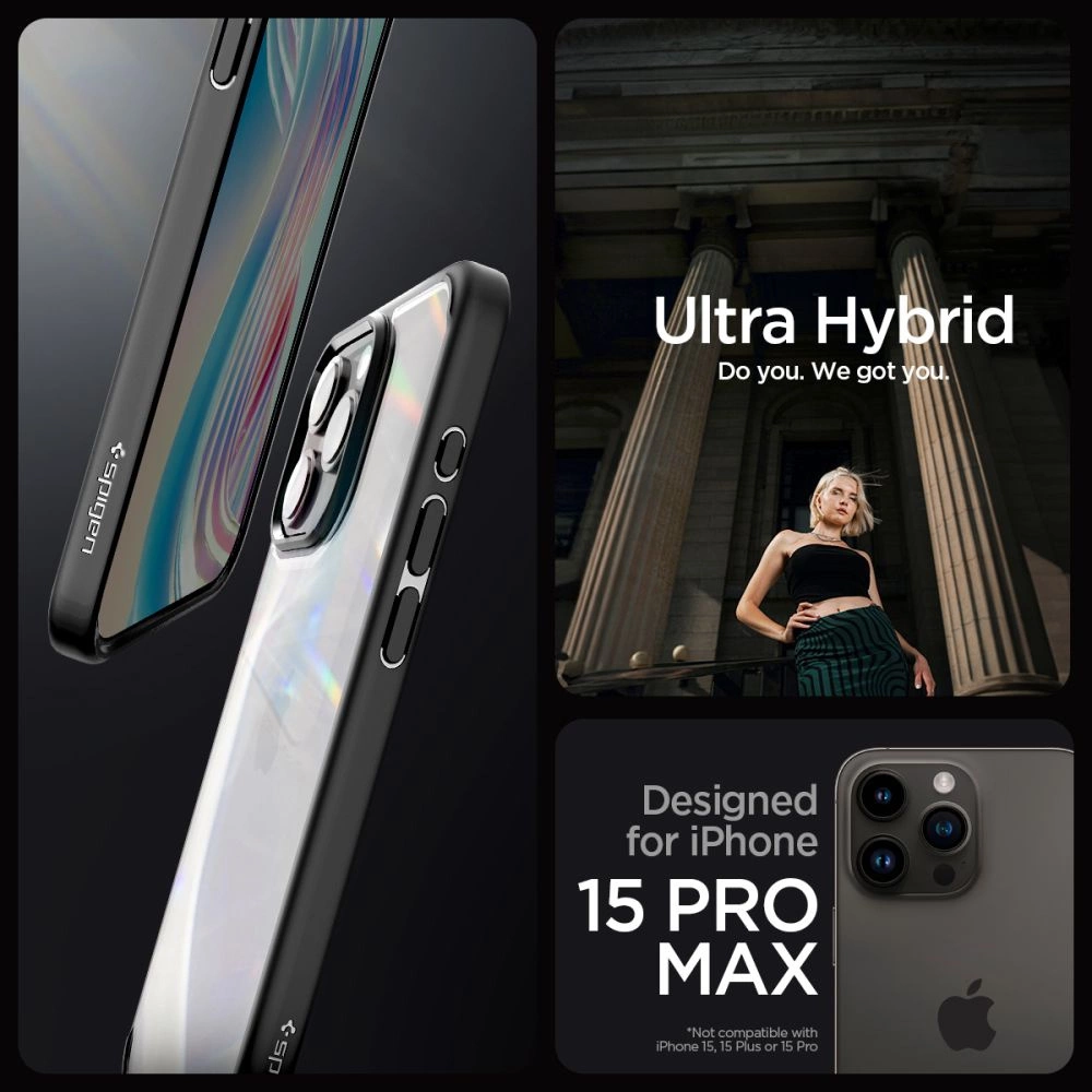 Spigen Ultra Hybrid iPhone 15 Pro Max Case - Matte Blackeng