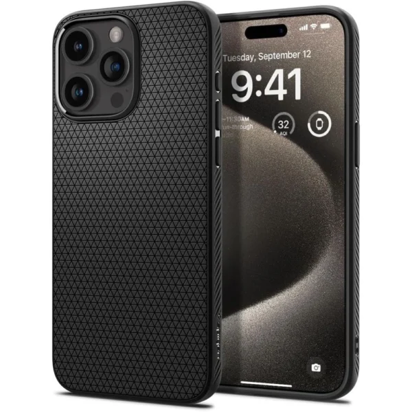Spigen Liquid Air Case for iPhone 15 Pro Max - Matte Blackeng